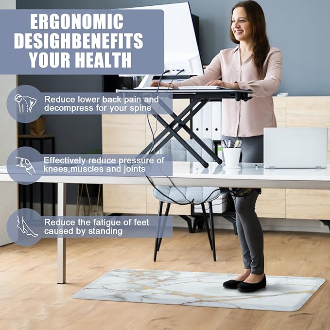 Anti Fatigue Kitchen Rugs and Mats 2 PCS,Comfort Cushion Mat Set,1/2 Thick Non Slip Kitchen Floor Rug Waterproof Cushioned Standing Mat for Floor Office Sink Laundry,(17.3"x29"+17.3"x47")