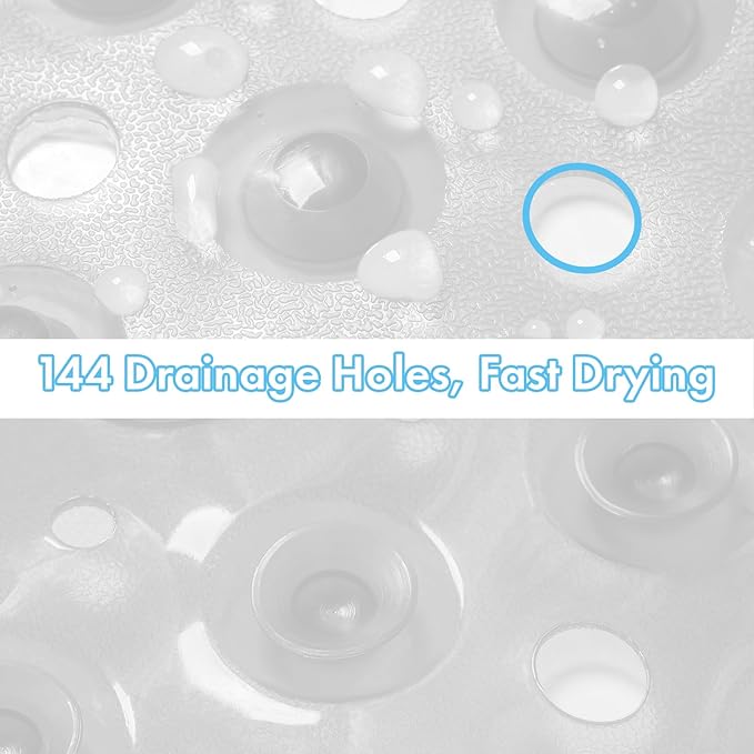 AmazerBath Shower Mat Non Slip 21 x 21 Inches, Square Shower Mat with Suction Cups and Drain Holes, Shower Stall Mat Machine Washable (Clear)