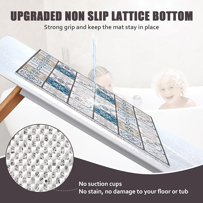 Square Shower Mat 32x32 Inch Non Slip Bath Mat for Inside Shower Loofah Shower Mat for Elderly Soft Textured Foot Massage Pad Bathroom Floor Mat for Wet Area, Without Suction Cups, Quick Drying