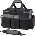 SCAVATA Wearable Cleaning Caddy Bag, Cleaning Caddy Supplies Organizer with Handle & Shoulder Straps for Housekeepers, Under Sink & Car Cleaning Tool Organizers with 4 Foldable Divider (GraphiteGrey)