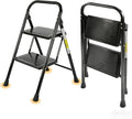 Valeo 2 Step Ladder, Step Stool with Wide Anti-Slip Pedal, 330 lbs Capacity,Step Ladder Folding Step Stool for Adults, Lightweight Steel Portable ladders for Home Kitchen & Office,Black