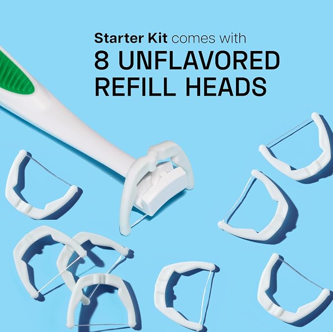 Reach Ultraclean Access Flosser Bundle, Unflavored, Plaque Remover for Teeth, for Hard to Reach Areas, Oral Care, PFAS-Free, 1 Flosser Starter Kit + 3 Packs Refill Heads