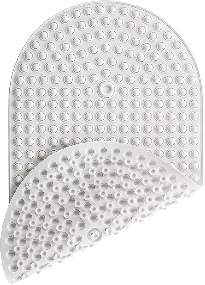 Bathtub Mat 27x15 Non Slip - White Silicone Pop It Bath Mat for Tub, Soft Cushioned Shower Mat with Strong Suction Cups, Small Oval for Inside Bathroom, White