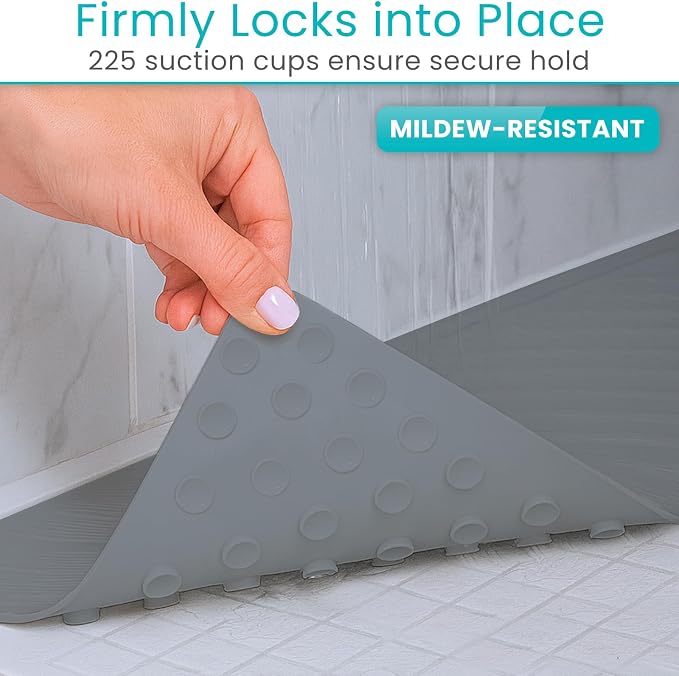 Vive Non-Slip Bath Mat with Suction Cups - 28" x 16" Extra Large Rubber Mat for Safety & Comfort - Patented Grip Prevents Slips and Falls for Kids, Elderly, Men, Women - XL Non Skid Shower & Tub Cover
