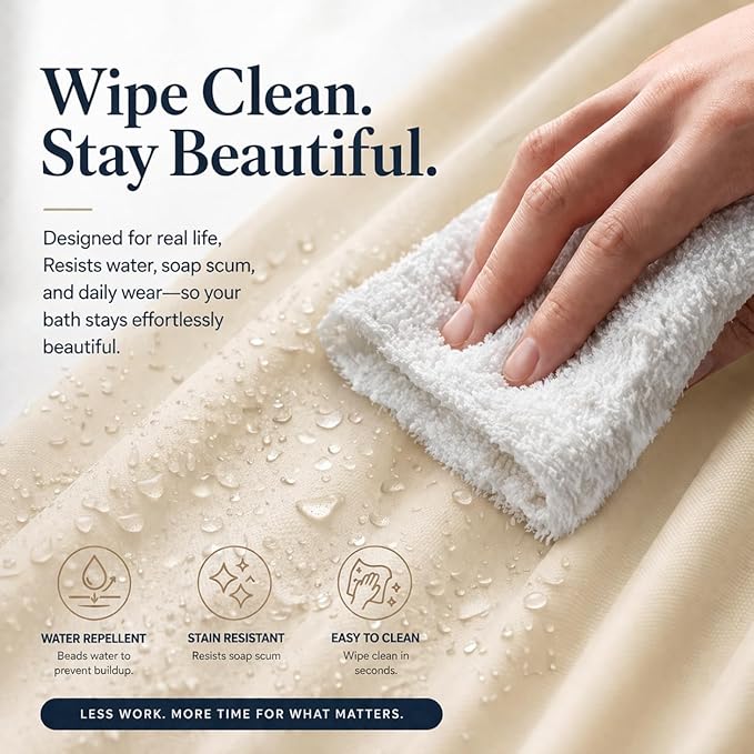 EHZNZIE Beige Shower Curtain Liner 72x72, PEVA Waterproof Bath Curtain, No Chemical Smell, 3 Weighted Magnets, Durable with Rustproof Metal Grommets