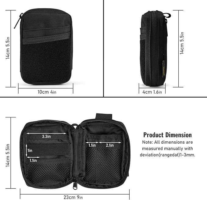 VIPERADE VE26 EDC Pouch Organizer with 11 Compartments, Small Tool Pouch with DIY Patches Area, EDC Pocket Organizer for Mutitools