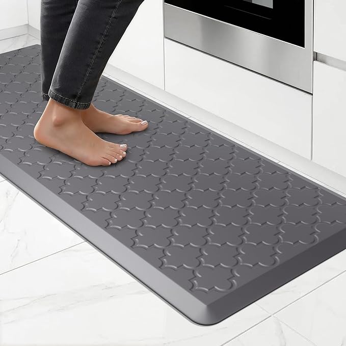 Kitchen Mat Cushioned Anti Fatigue for Floor, Non-Slip Waterproof Comfort Rug for Kitchen Sink, Standing Desk & Laundry, 17.3"x39", Grey
