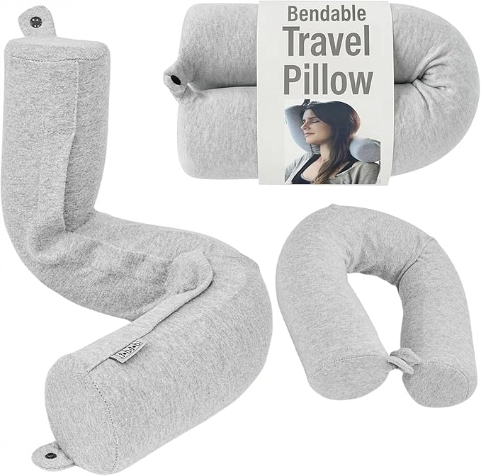 Dot&Dot Twist Memory Foam Travel Pillow, Bendable Neck Pillow for Airplane, Car and Home, 26-Inch Adjustable Roll, Neck Support, Chin, Lumbar and Leg