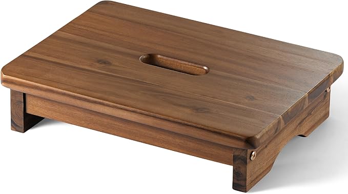 FANATU Wooden Step Stool, One Step Stool for Adults, Bedside Wooden Stool with 550lbs Capacity, Portable & Non-Slip Heavy Duty Design (Rich Walnut, 3.5in Height)