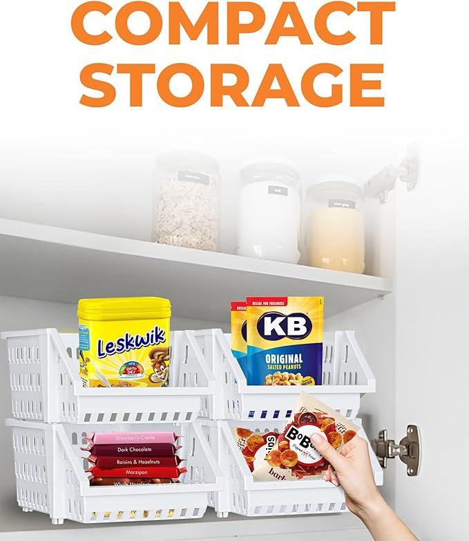 TidyFriend 12 Pack Small Stackable Storage Bins for Toy Organizer and Storage - Toy Storage Organizer for Kids Room and Home Organization (White)