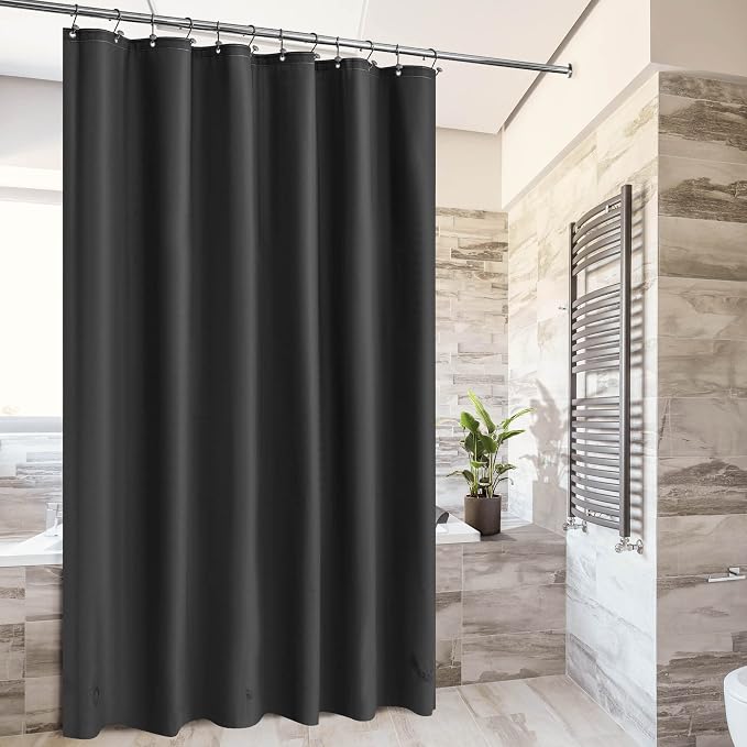 Barossa Design Black Shower Curtain Liner - Premium PEVA Plastic Black Shower Liner for Bathroom, Lightweight Standard Size Bath Curtain with 3 Magnets, Metal Grommets