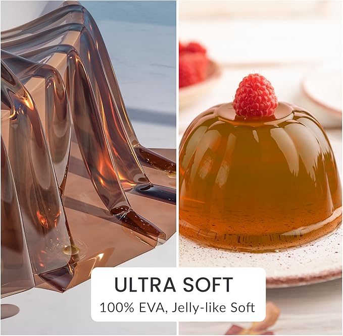 AmazerBath Premium EVA Shower Curtain Amber, Luxury Shower Curtain Clear Brown Jelly-Like Soft, Waterproof Clear Brown Shower Liner with 3 Weighted Stones and 12 Grommets, Recyclable Packaging