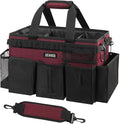 SCAVATA Wearable Cleaning Caddy Bag, Cleaning Caddy Supplies Organizer with Handle & Shoulder Straps for Housekeepers, Under Sink & Car Cleaning Tool Organizers with 4 Foldable Divider (Magenta)