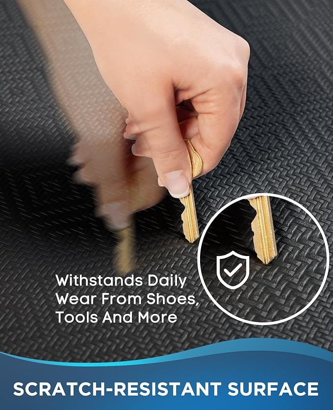 Ophanie Kitchen Mats for Floor, 1/2 inch Thick, 20x32 Anti Fatigue Cushioned Mat, Kitchen Rugs, Waterproof, Comfort Ergonomic Standing Mat for Office, Home, Sink, Black Non-Slip Ridged Bottom