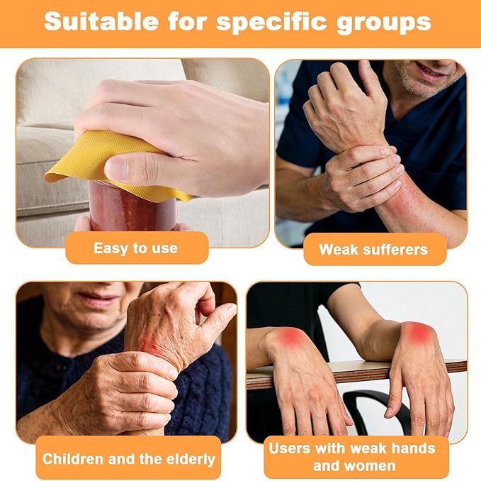 4pcs Rubber Jar Opener, 2 Round & 2 Square Rubber Bottle Opener Pads Non-Slip Texture Jar Lid Remover for the Elderly & Users with Weak Hands