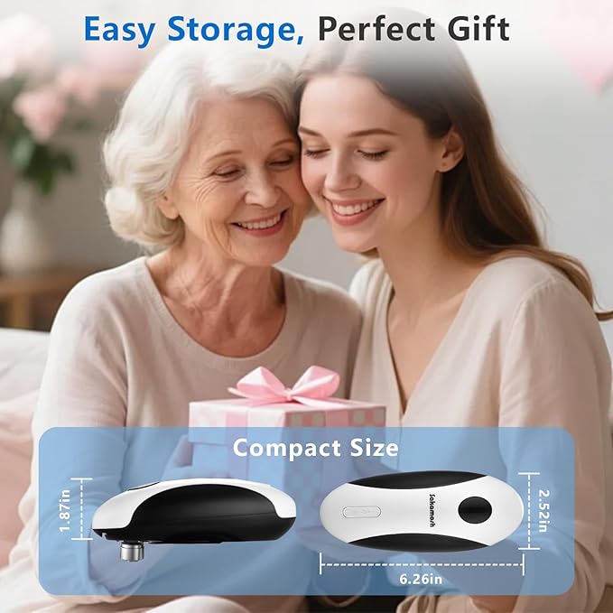 SAKAMOSH Rechargeable Can Opener Electric for Seniors, Hands Free Electric Can Opener with Smooth Edge for Kitchen, One Touch Automatic Opener Fits Most Cans