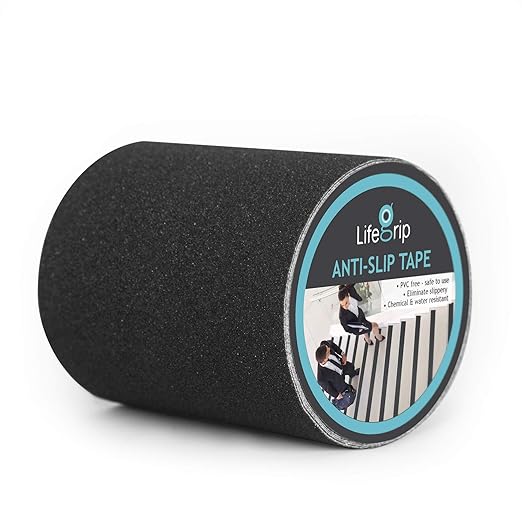 LifeGrip Stay on Track Anti Slip Traction Tape, 6 Inch x 30 Foot - Best Grip, Friction, Abrasive Adhesive for Stairs, Tread Step, Indoor, Outdoor (6" X 30')