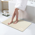 RUERYA Beige Bathroom Mat Rugs 17" x 32" Super Absorbent Quick Drying Diatomaceous Earth Bath Mats for Bathroom Non Slip Rubber Backed Thin Bathroom Rugs Floor Mat, Machine Washable