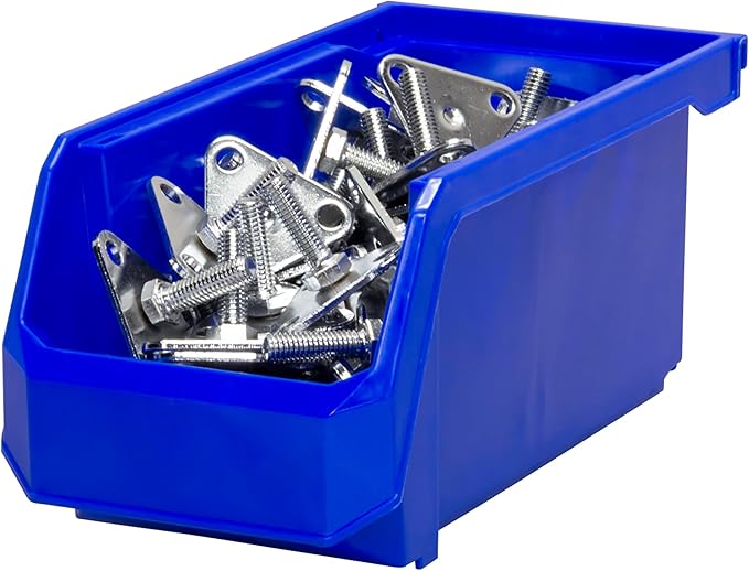 ReadySpace Plastic Containers for Organizing and Storage Bins for Closet, Kitchen, Office, Garage or Pantry Organization, Stackable Bins, Medium (11" x 5" x 5.5"), 8-Pack, Blue
