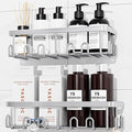 YASONIC Shower Caddy Adhesive, 100% Rustproof Shower Organizer, Large Capacity Shower Shelves for Inside Shower, No Drill Shower Storage for Home (2 Pack Silver)