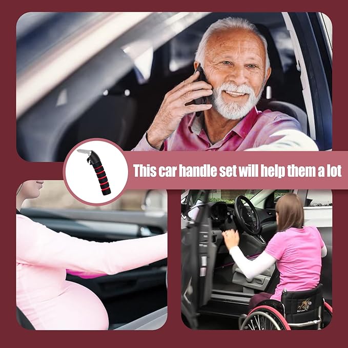 KOUNATSURI Car Door Handle for Elderly Car Assist Support Handle Multifunction Car Door Latch Bar for Seniors and Handicapped(Red)