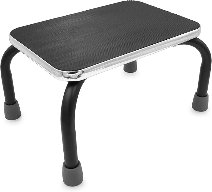 DMI Foot Stool for High Beds, Elderly Daily Living Stool, 300 Pound Weight Capacity, Non-Slip Textured Grip, Safe Stool for Seniors, Portable, Black, 539-1904-0099