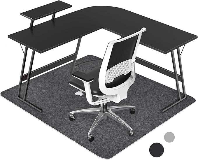 Placoot Office Chair Mat for Hardwood Floor, 55"x63" Large Size Computer Chair Mat, Desk Chair Mat, Large Anti-Slip Floor Protector for Home Office Dark Grey
