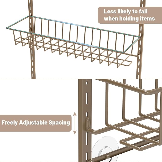ElegantArray 10-Tier Pantry Door Oragnizer, Over The Door Pantry Organizer Rack and Storage, Hanging Spice Rack Shelves Door, Home Office Laundry Room Bathroom & Kitchen Organization, Brown