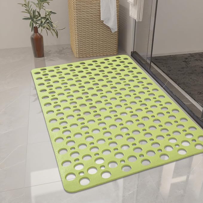 Casa and Beyond Shower Mat Non Slip Bath Mat Secure Shower Mat Easy to Clean Drains Fast Easy Dry Cut Soft Machine Washable Bathtub mat for Inside Shower (Green,35.4 * 23.6 in)