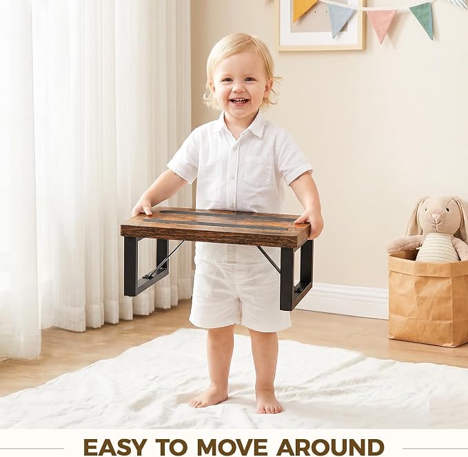 Step Stool, NomNest One Step Wooden Ladder Metal Foot Stool Small Kitchen Stool Helper for Toddler Adults, Ladder Chair for Home Bedside Bathroom Sink Potty