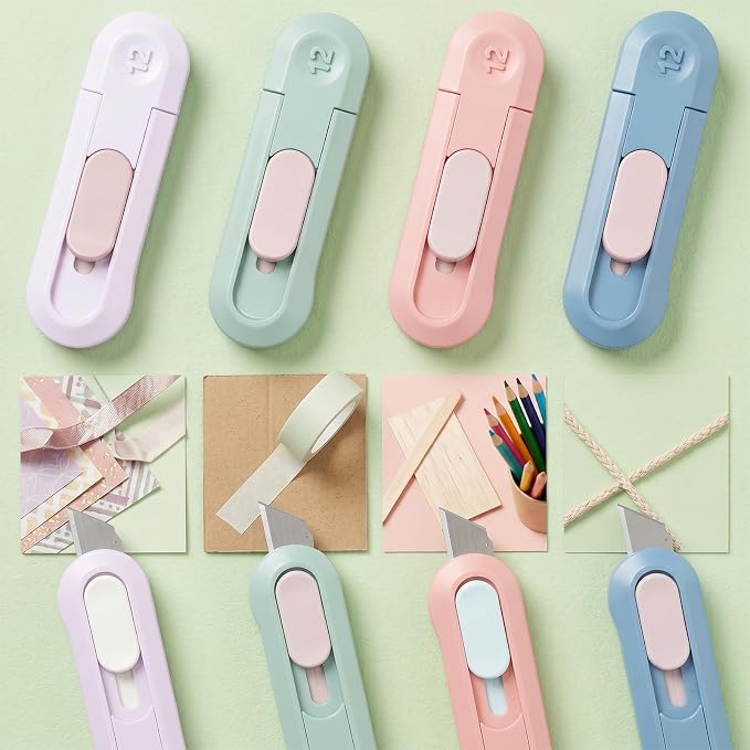 8 PCS Box Cutter, Box Opener Retractable Package Opener, Mini Retractable Envelope Openers Boxes Cutter Cute Easy Slide for Opening Express Boxes Daily Packages Envelopes Paper Tapes and More