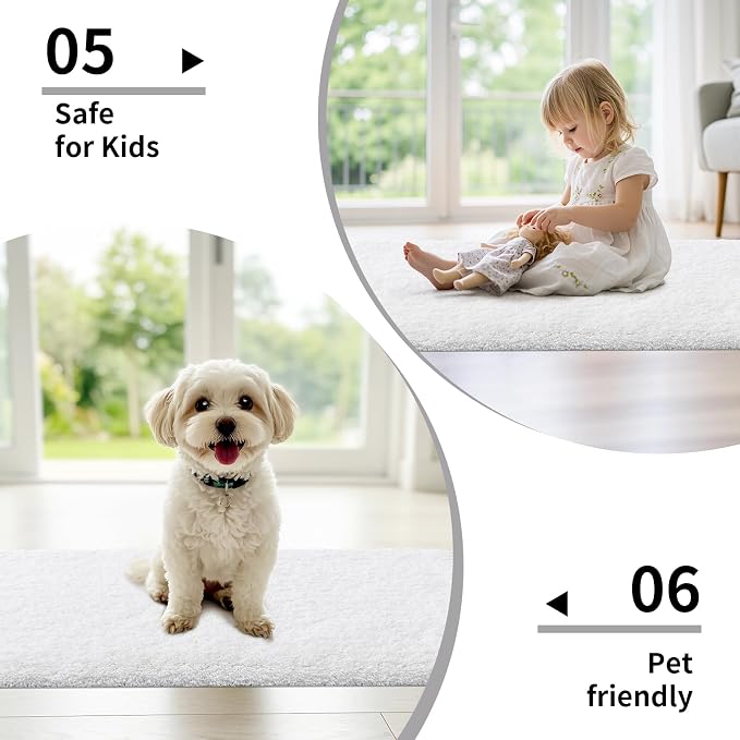 Disolla White Bathroom Rug 24x36 - Non-Slip Plush Thick Bath Mat, Highly Absorbent & Ultra Soft Fluffy Floor Mat, Machine Washable for Shower and Tub