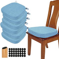 BUYUE Thickened 2.5" Dining Chair Cushions Set of 6, U-Shape High Density Foam Comfortable Chair Pads for Kitchen, Slip Resistant Indoor Seat Cushions (6 PCS, Light Blue)