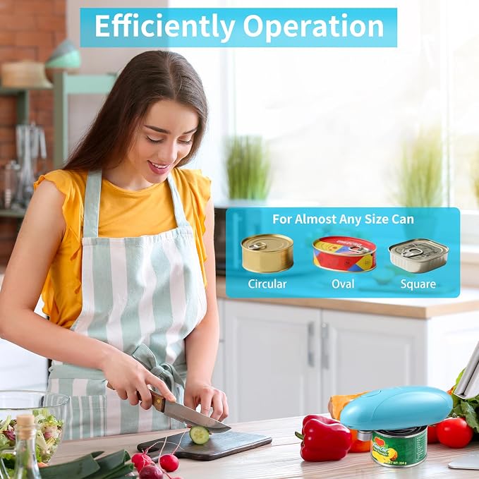 Can Opener Electric - Upgraded One-Touch Automatic, Smooth Edge, USB-C Rechargeable, Perfect for Seniors (Blue)