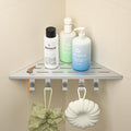 Corner Shower Shelf w/Hooks, Grout in Bathroom Shelves for Tiled Wall, 304 Stainless Steel Recessed Shower Shelf (Brushed, 12''-1pc)