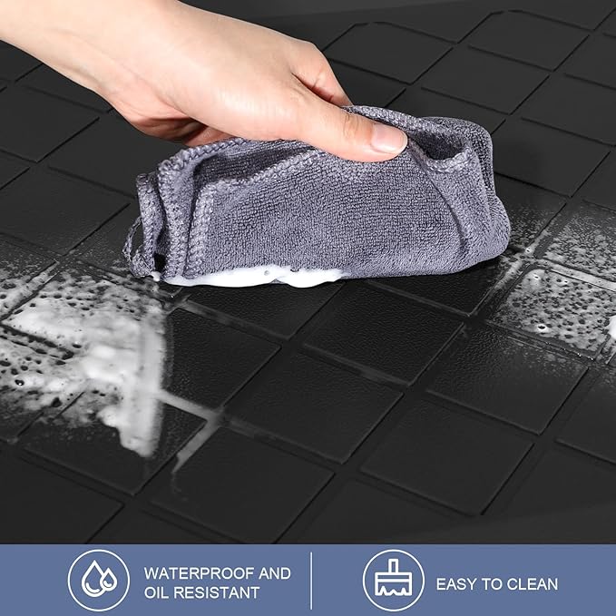 Cushioned Kitchen Mat 2 PCS, Anti Fatigue Kitchen Rugs, Heavy Duty Kitchen Rugs and Mats Non-Skid, Ergonomic Comfort Foam Kitchen Floor Mat for Home, Office, Sink, Laundry - Black