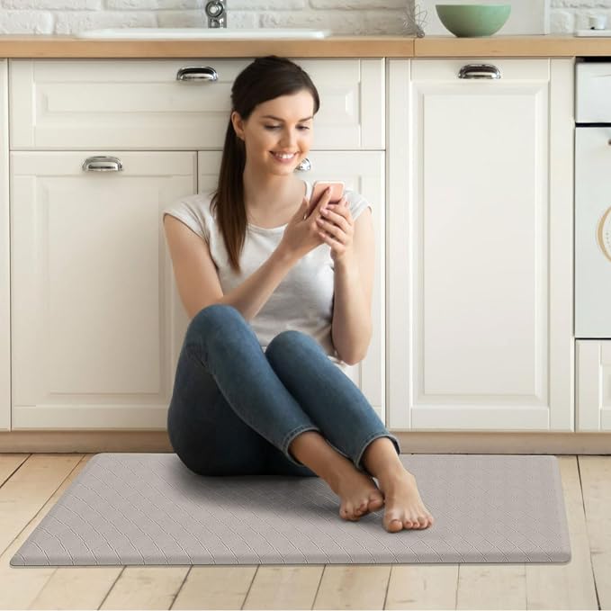 HappyTrends Kitchen Runner Rugs Anti-Fatigue mats,17.3"x 39",Non Slip Waterproof Ergonomic Comfort Mat for Kitchen, Floor Home, Office, Sink, Laundry,Khaki
