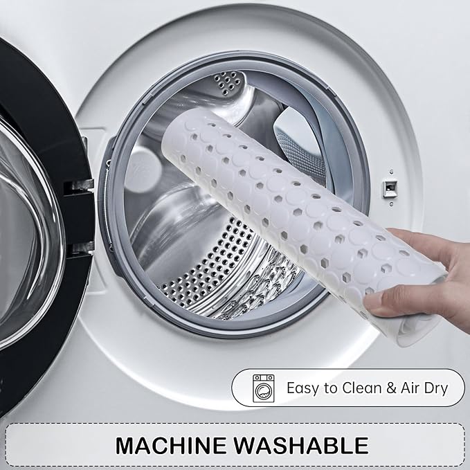 Non-Slip Bathtub and Shower Mats, Power Grip Bath Mat 35 x 16.3 Inch with Suction Cups and Drain Holes for Tub Bathroom Floor Safety, Machine Washable Soft Bathmat, White