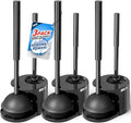 FORASTO 3Pack Toilet Brush and Plunger Set, Extended Handle Plunger,Toilet Bowl Brush Plunger Set,Bathroom Cleaning Tools,Toilet Brush Plunger Combo,Cleaning Brush,Cleaning Supplies(20inch)