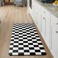Black Checkered Grid Checkerboard Kitchen Rug, Anti-Fatigue, Waterproof Non-Slip Kitchen Mats Heavy Duty Ergonomic Comfort Foam Rug for Floor, Home, Laundry,17.3"x47"