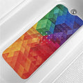 Bathtub Mat Non Slip 40x16 Inch Extra Long Bath Mat, Rainbow Shower Mat Non Slip Bath Mat for Tub Anti Slip with Large Drain Holes and Suction Cups, Modern Art Design Bathroom Mat for Bathroom Decor