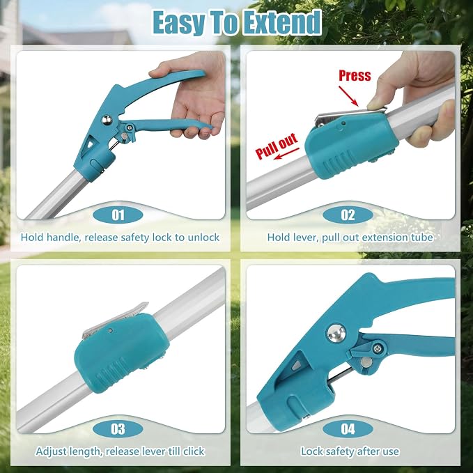 78" Extendable Snake Tongs, Professional Heavy Duty Aluminum Alloy Snake Reptile Catcher Grabber Tool with Wide Jaw, Locking Design & Non-Slip Comfortable Grip - Outdoor Safe Rattlesnake Handling Tool