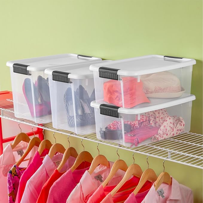 Sterilite 6-Pack Ultra Latching Box, Storage Bins with Lids, Clear Plastic, 18 Qt – Large Heavy-Duty Organizing Bin Containers for Home, Closet, Kitchen, Pantry, Bathroom, and Office