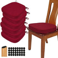 BUYUE Thickened 2.5" Dining Chair Cushions Set of 6, U-Shape High Density Foam Comfortable Chair Pads for Kitchen, Slip Resistant Indoor Seat Cushions (6 PCS, Red)