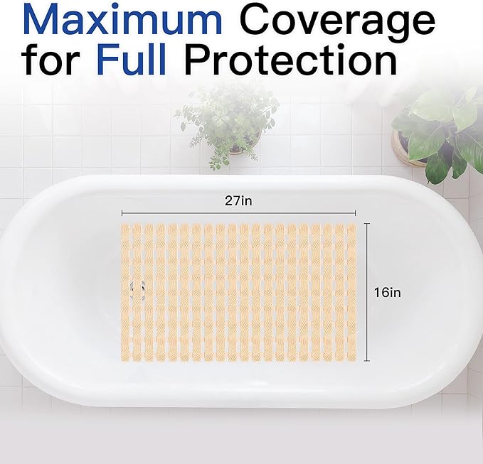 Non Slip Bathtub Mat - Shower Mats for Inside Shower, Rectangular PVC Tub Mat with 200+ Suction Cups for Safety, 27x16 Inch, Beige