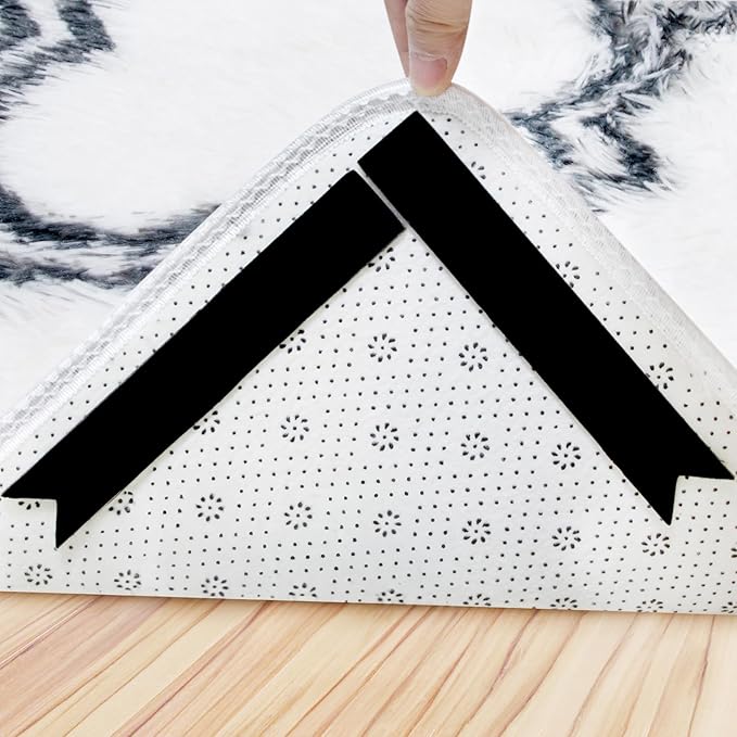 16 Pcs Dual Sided Washable Removable Rug Stopper, Non Slip Adhesive for Hardwood Floors and Carpet Corners