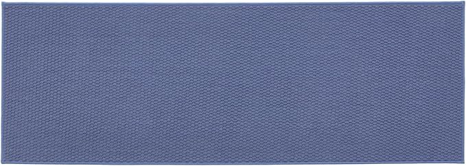 TYUU Bathroom Runner Rugs, Long Bath Mat Runner Washable Thin Quick Dry Low Pile Bathroom Runner Rugs Non Slip, Denim Blue 24"x70"