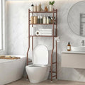 GloTika 3-Tier Over Toilet Storage with Anti-Tilt Safety System - 150lb Total Capacity Metal Bathroom Shelves Including Paper Holder & 4 Hooks, Space Saving Above Commode Organizer (64" H, Bronze)