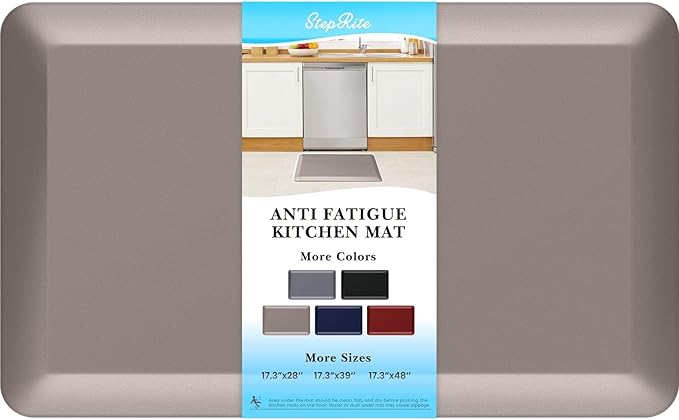 StepRite 4/5 Inch Thick Kitchen Mat Anti Fatigue Mat Kitchen Rugs Kitchen Decor Non-Slip, Stain & Water Resistant, Kitchen Mats Desk Mat for Kitchen, Office, Workshop, Khaki, 17'' x 28''