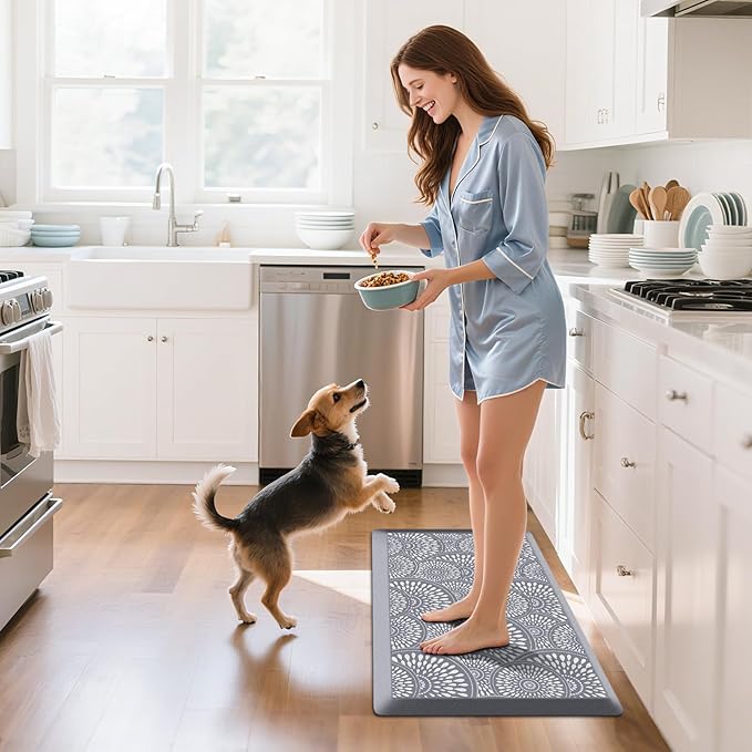 Mattitude 4/5 Inch Kitchen Mat, 20x36in Heavy Duty Ergonomic Comfort Foam Standing Desk Mat, Waterproof Non-Slip Standing Mats and Rugs for Kitchen, Office, Black